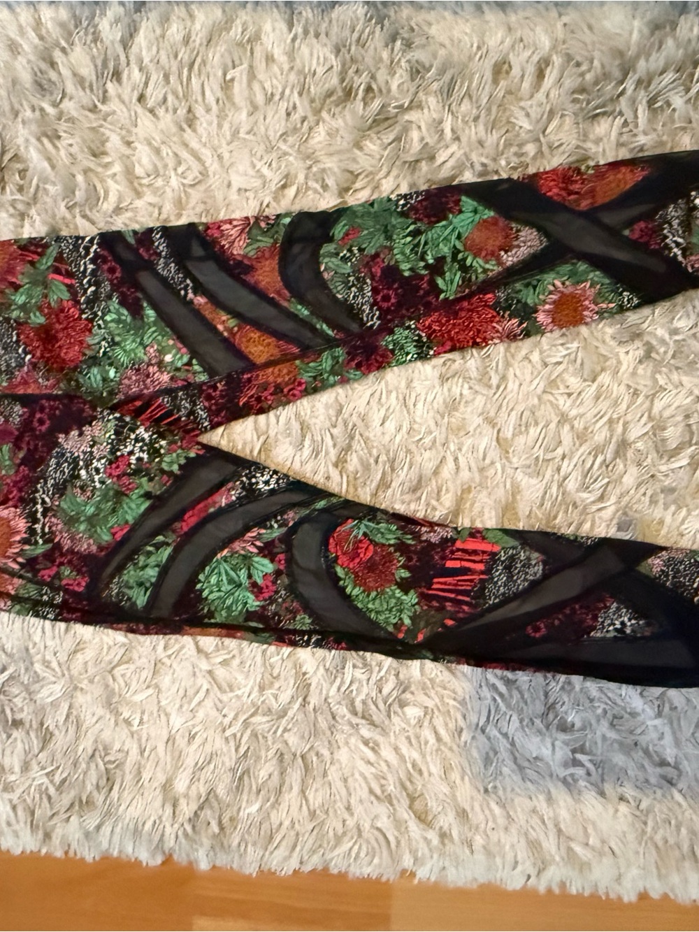 lululemon athletica Black Floral Mesh Panel Leggings